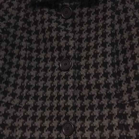 Liz Claiborne Pea Coat houndstooth pattern gray and black Size Large - Picture 3 of 7